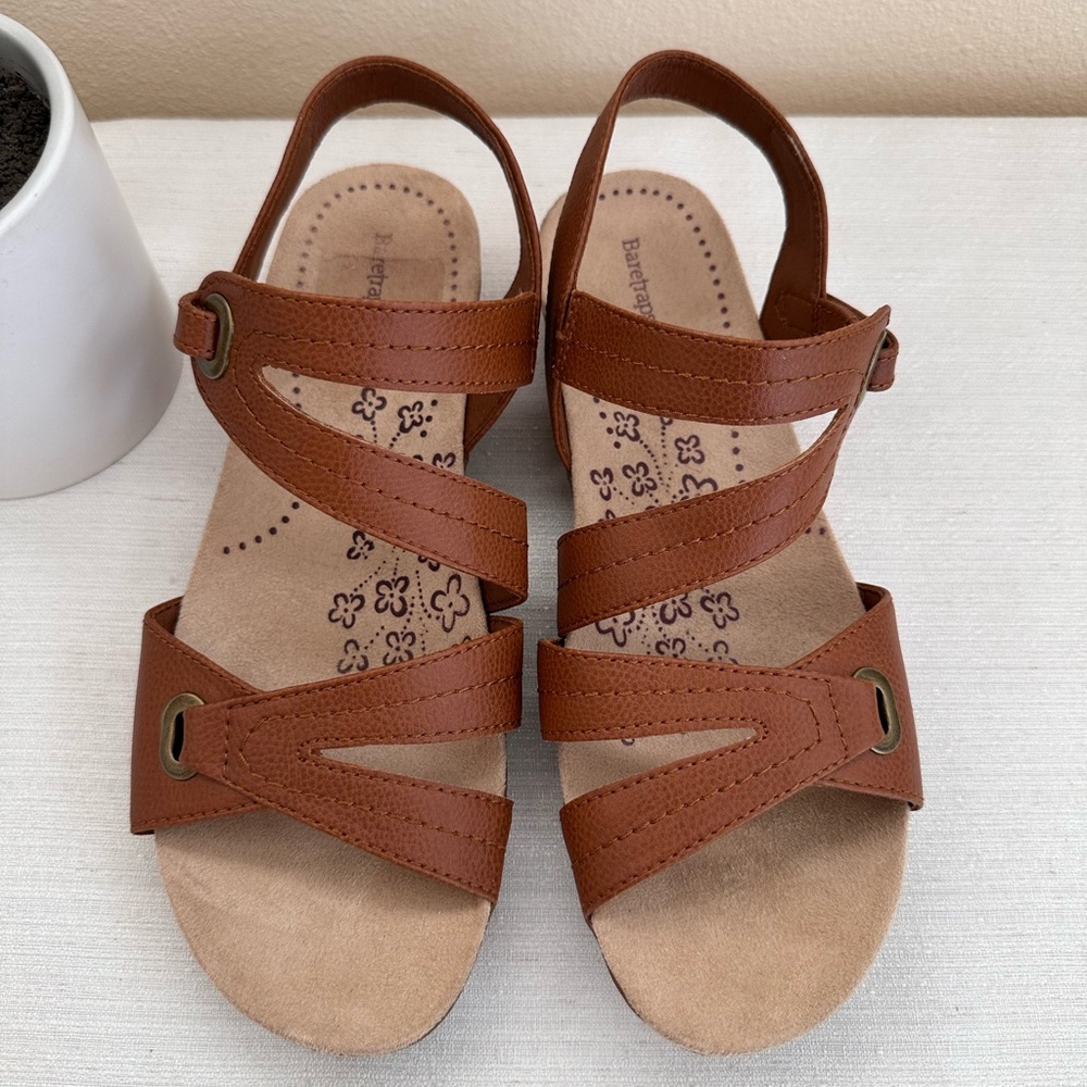 BareTraps Jagger Tan Faux Leather Strap Sling Back Sandals Women’s 10M